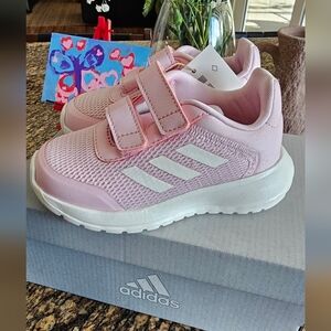 Adidas Toddler Size 7 Pink and White Sneakers with Velcro Straps